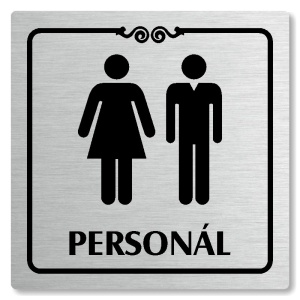 WC společné, personál, 100x100mm, stříbrná, Texas